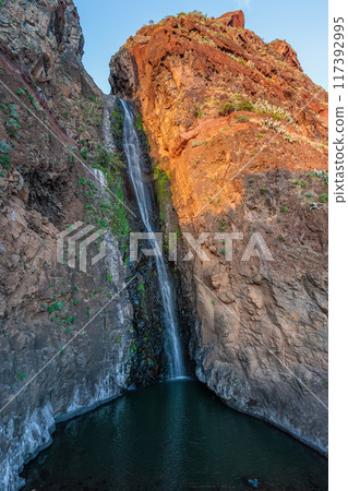 Beautiful sunset in Paul do Mar on the island of Madeira 117392995
