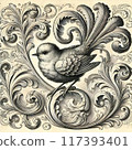 Antique style bird 117393401