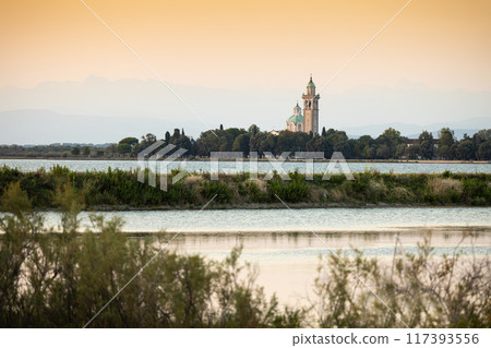 Church on Maria Barbana island, Grado, Italy 117393556