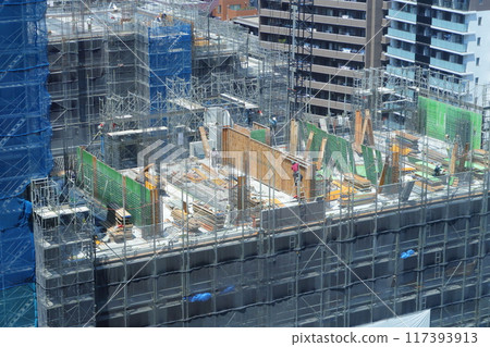 High-rise apartment building construction site High-rise apartment building construction site 117393913