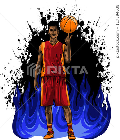 vector basketball player, ball on white background 117394039