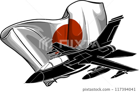 Vector illustration of Cartoon Military Jet Fighter Plane. 117394041