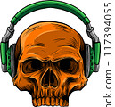 colored draw of human skull vector illustration design 117394055