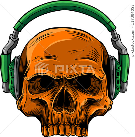 colored draw of human skull vector illustration design colored draw of human skull vector illustration design 117394055