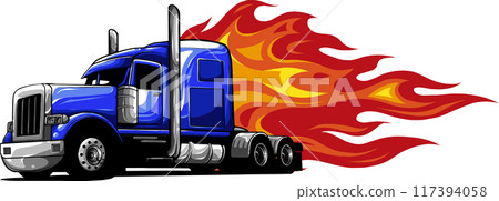 draw semi truck vehicle vector illustration design 117394058