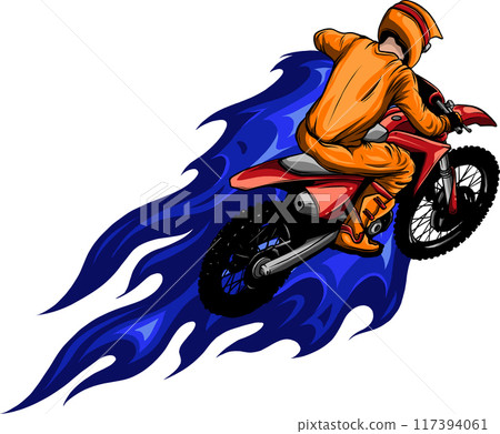 vector motocross rider ride the motocross bike 117394061