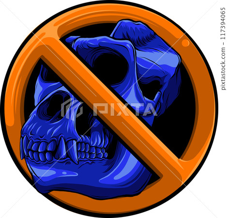 colored draw of monkey skull vector illustration design 117394065