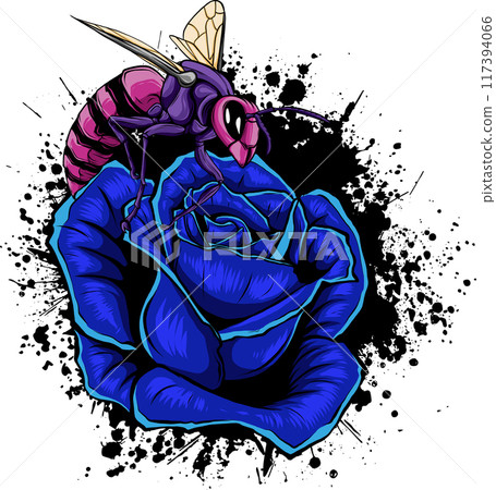 draw of colored bee vector illustration design 117394066
