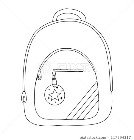 School backpack, doodle style flat vector outline for coloring book 117394317