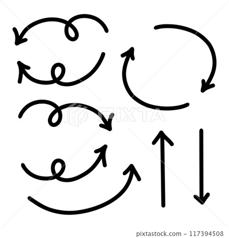 向量筆手繪箭頭設定黑白 向量筆手繪箭頭設定黑白 117394508
