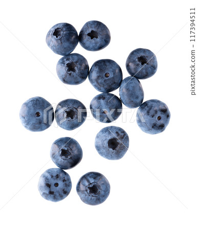 Fresh blueberry isolated on white background. Bilberry or whortleberry berries. Clipping path. Top view. Fresh blueberry isolated on white background. Bilberry or whortleberry berries. Clipping path. Top view. 117394511