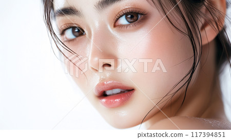 Close-up of a beautiful Japanese woman (AI-generated image) 117394851