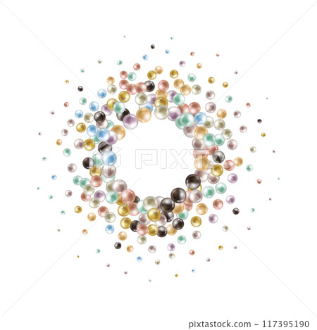 3d render, color balls, abstract background, pearls, beads assortment. eps 10 117395190