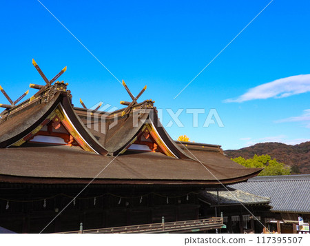Roof of the main hall of Kibitsu Shrine, Okayama Prefecture Roof of the main hall of Kibitsu Shrine, Okayama Prefecture 117395507