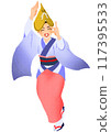 日本夏日祭典上跳盆舞的女子 117395533