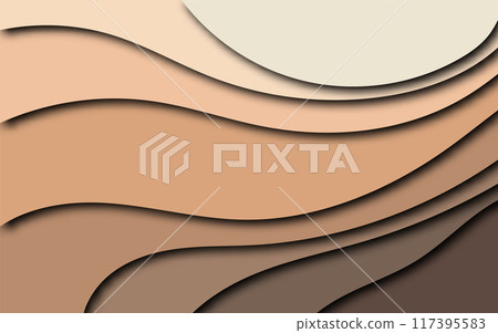 Multi layers soft colorful texture 3D paper cut layers in gradient vector banner. Abstract paper cut art background design for website template. Topography map concept or smooth origami paper cut. eps 117395583