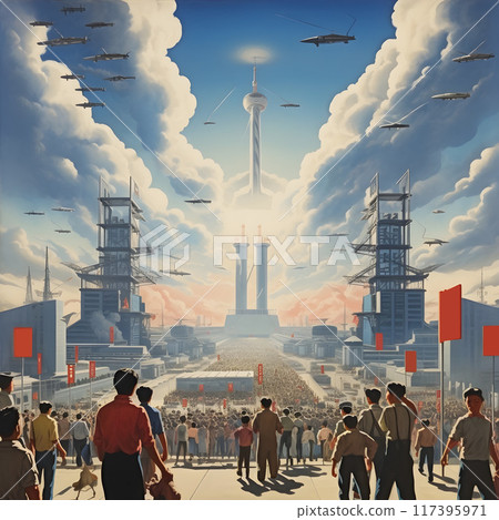 1970s Style Chinese Space Program Propaganda Poster AI Artwork 117395971