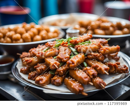 Traditional Chinese Barbecue Grill Meat Dish AI Photo 117395989