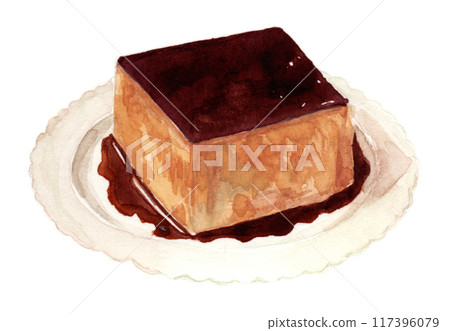 方形布丁畫水彩 117396079