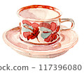 Watercolor floral cup and saucer 117396080
