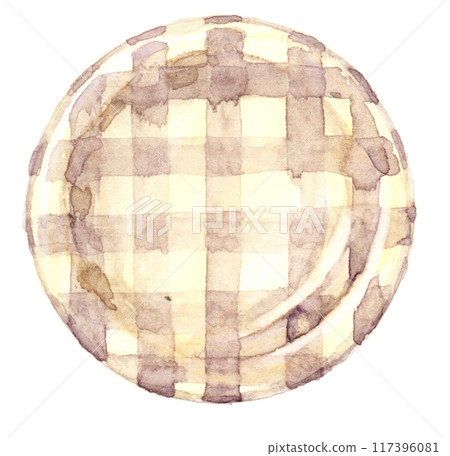水彩畫的淺格子圖案的盤子 117396081