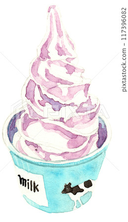 Watercolor soft serve ice cream in a cup Watercolor soft serve ice cream in a cup 117396082