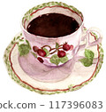 Watercolor coffee cup and saucer 117396083