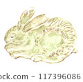 Watercolor rabbit plate 117396086