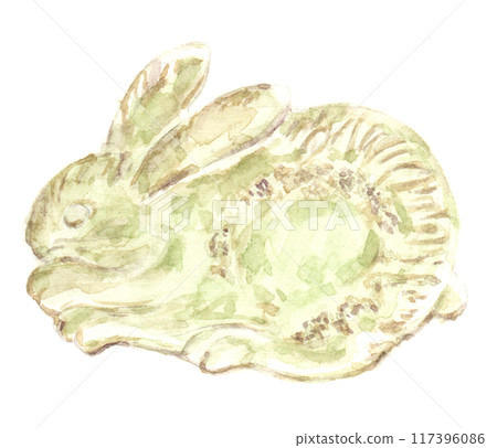 水彩畫兔子盤 117396086