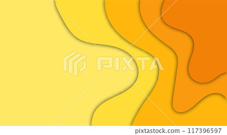 Yellow paper cut 3D colorful waves abstract background. Vector layout design for business presentations, flyers, posters. eps 10 Yellow paper cut 3D colorful waves abstract background. Vector layout design for business presentations, flyers, posters. eps 10 117396597