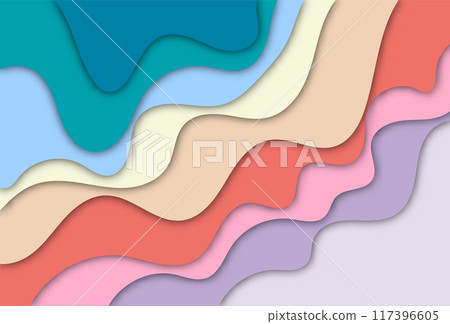 Cut paper background. Abstract realistic paper decoration for design with cardboard texture of wavy pink layers. 3d Relief. The art of carving. Vector illustration. Layout design template. eps 10 117396605