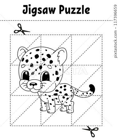Jigsaw puzzle. Coloring page for kids. Vector illustration. Jigsaw puzzle. Coloring page for kids. Vector illustration. 117396659