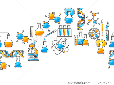 Pattern with science items. Medical concept image. 117396768