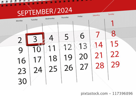 Calendar 2024, deadline, day, month, page, organizer, date, September, tuesday, number 3 117396896