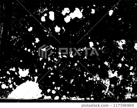 Rusty grunge texture. Aggressive damaged surface. Black white background. 117396969