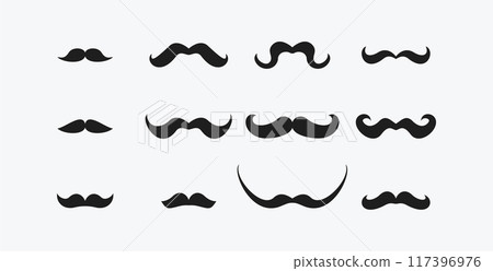 Moustache icon set. Collection of lush stylish hipster mustaches. Moustache icon set. Collection of lush stylish hipster mustaches. 117396976