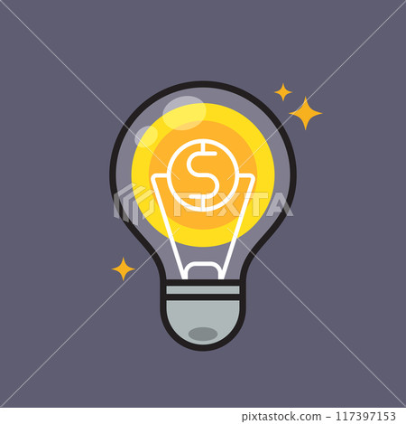 A light bulb with money sign at the center. Isolated Vector Illustration 117397153