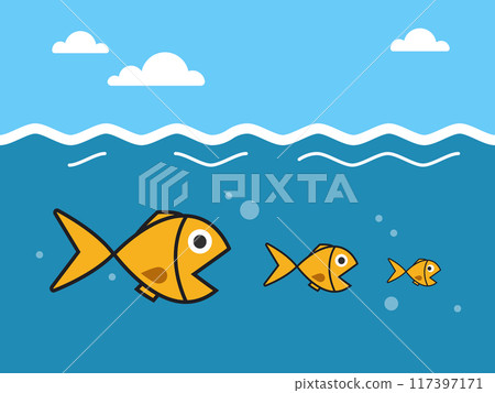 A big fish eating a smaller one. isolated Vector Illustration A big fish eating a smaller one. isolated Vector Illustration 117397171