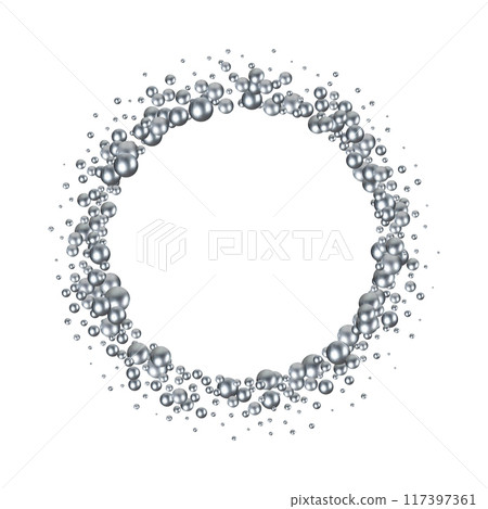 Gray pearl ball float in the air Minimal style Cosmetic background product stand presentation 3d rendering. Eps 10 117397361
