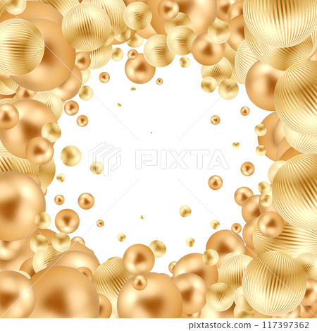 Pearl photo frame. Gold balls. Decor element. Eps 10 Pearl photo frame. Gold balls. Decor element. Eps 10 117397362