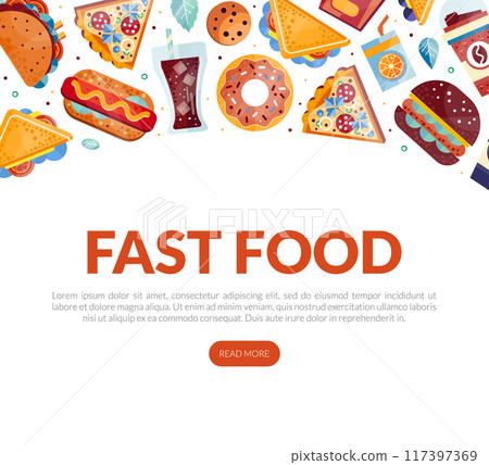 Fresh Fast Food and Drink Banner Vector Template 117397369