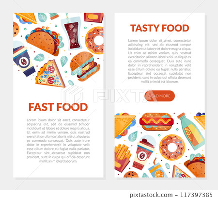 Fresh Fast Food and Drink Banner Vector Template Fresh Fast Food and Drink Banner Vector Template 117397385