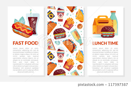 Fresh Fast Food and Drink Banner Vector Template Fresh Fast Food and Drink Banner Vector Template 117397387