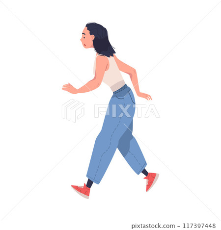 Fire Emergency with Woman Escaping Saving Life when Smoke Vector Illustration 117397448
