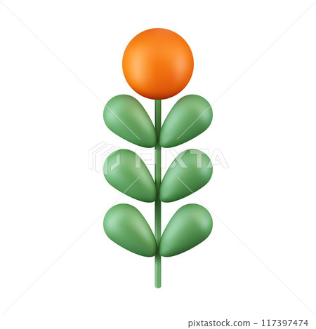3d vector render autumn plant. 3d vector render autumn plant. 117397474