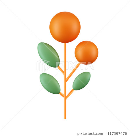 3d vector render autumn plant. 3d vector render autumn plant. 117397476