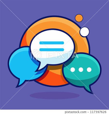 Dialogue concept with speech bubbles and message boxes in discussion, from all directions 117397626