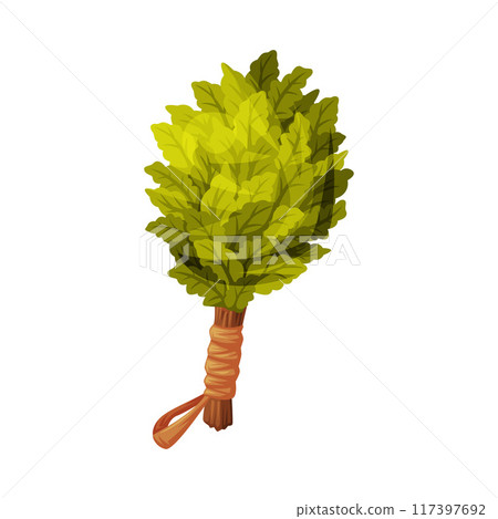 Oak Broom for Sauna as Finland Symbol and Attribute Vector Illustration 117397692