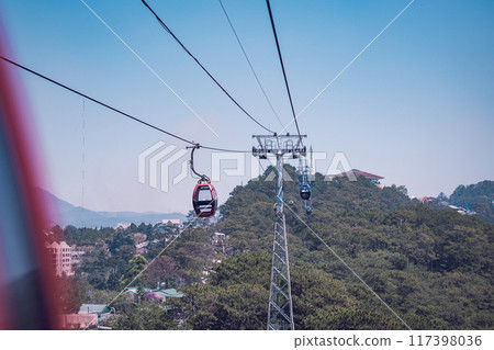 Fresh evergreen energy. Mountains pine forest. Nature background. Vietnam Dalat Amazing atmosphere Fresh evergreen energy. Mountains pine forest. Nature background. Vietnam Dalat Amazing atmosphere 117398036