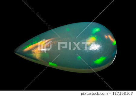 natural rainbow opal gem isolated on black background natural rainbow opal gem isolated on black background 117398167
